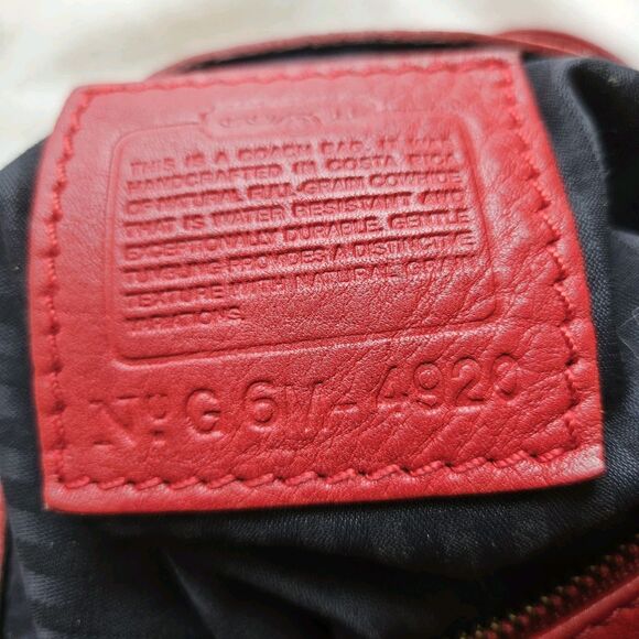 COACH Vintage RED Pebbled Leather Sonoma Shoulder Crossbody Bag G6M-4920 Large - Picture 15 of 15